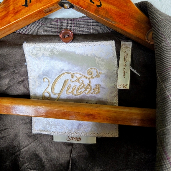 Women's Guess Brown Plaid Clasp Business Casual Blazer Size Medium - Picture 13 of 13